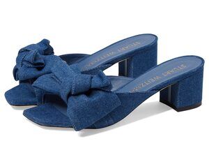 STUART WEITZMAN LOVEKNOT 50 BLOCK SLIDE INDIGO 5.5 B